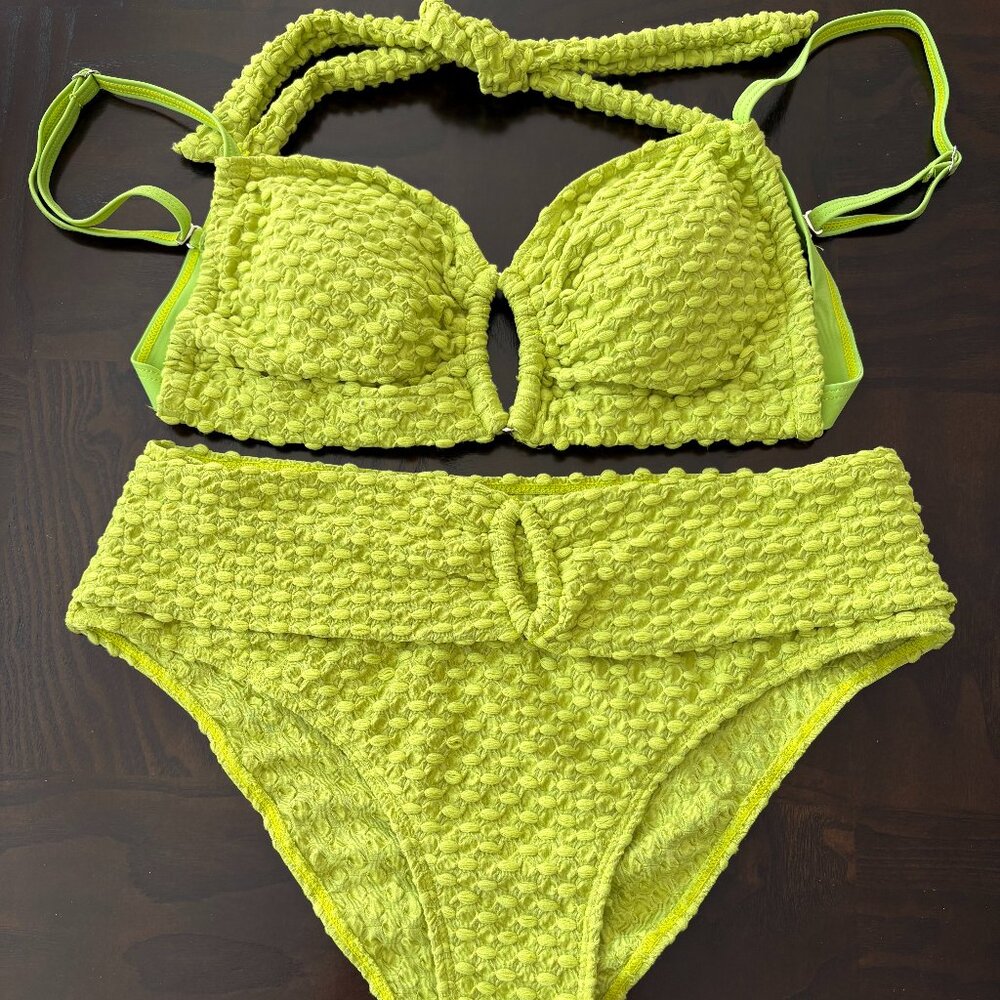 MODLILY DESIGN Cut Out Circular Ring Avocado Green Bikini Set - SZ M